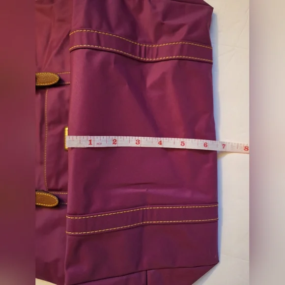 Ralph Lauren Purple Magenta Nylon Tote Shoulder Bag With Brown Straps - Picture 6 of 10
